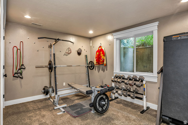 288 525 South Providence, UT 84332 - Photo 34 of 71 Carpeted room with recessed lighting and a single window featuring white trim