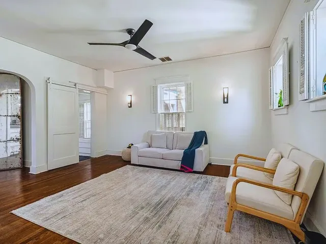 a living room with furniture