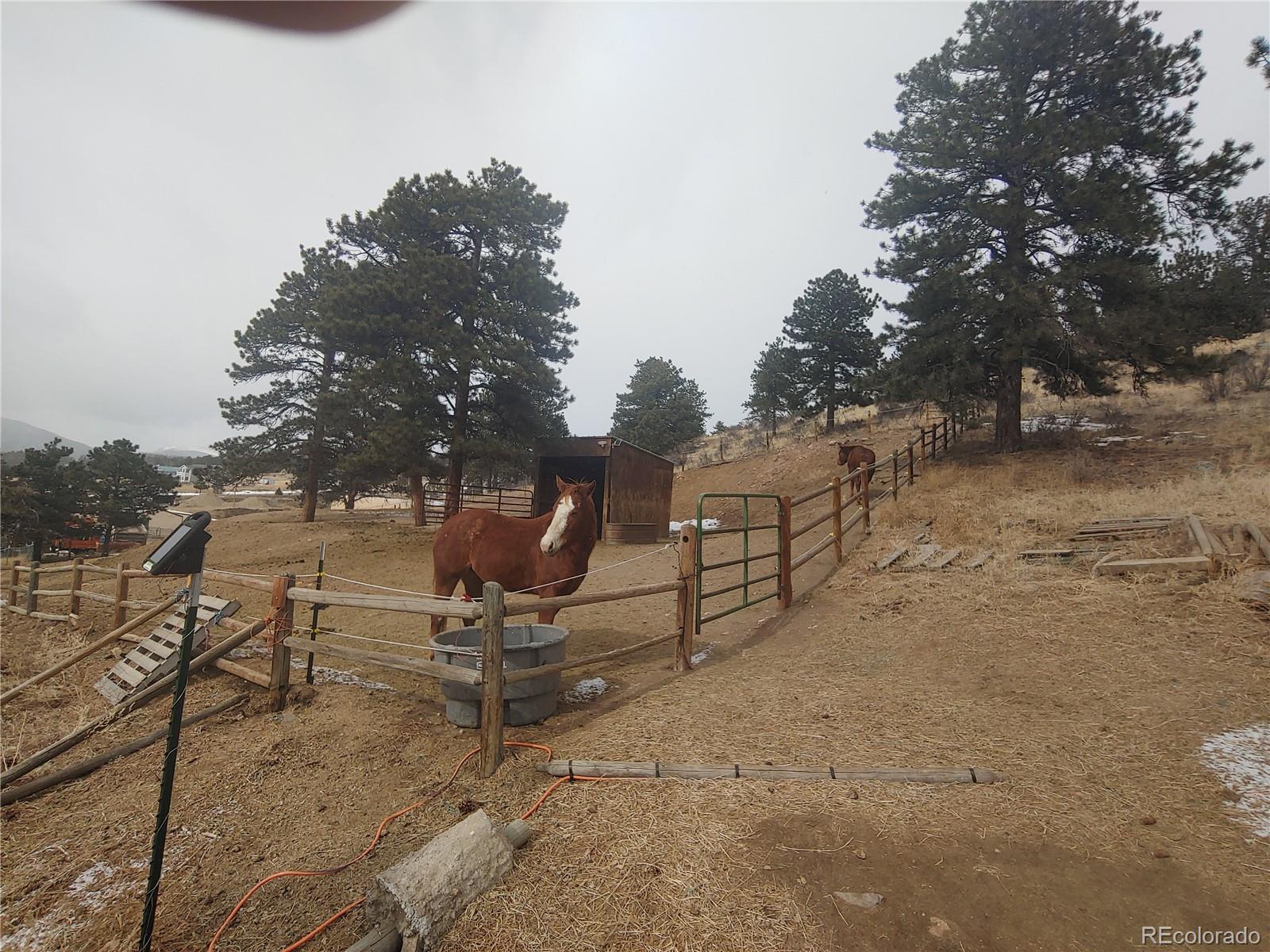 1749 County Road 72 Bailey, CO 80421 - Photo 28 of 35 a view of a terrace with chairs and wooden fence