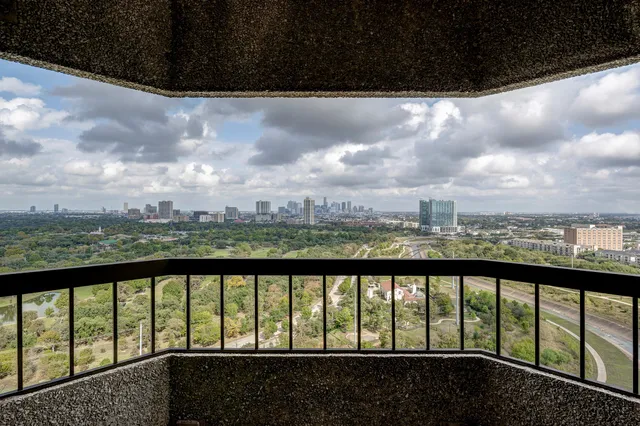 a view of city from a balcony