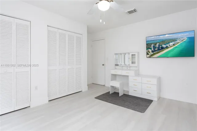 an entryway with a workspace