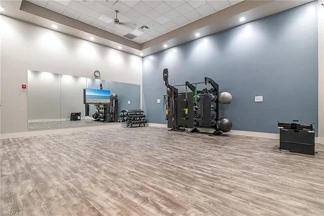 a view of a room with gym equipment