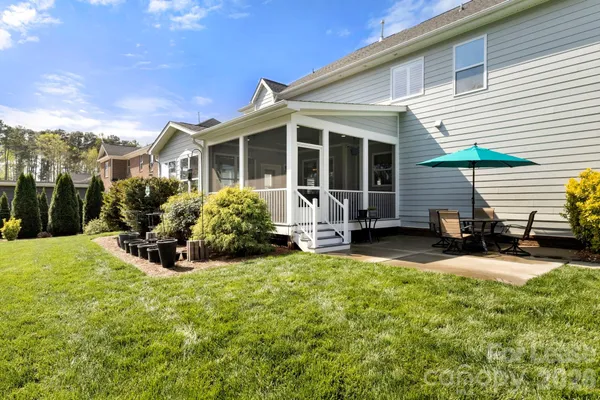 a view of a house with a patio
