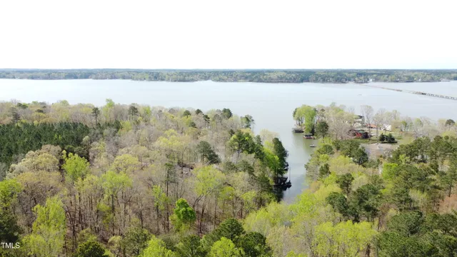 a view of a lake and mountain in the back