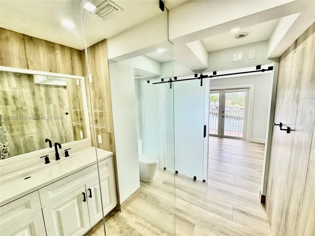 a view of a wooden door