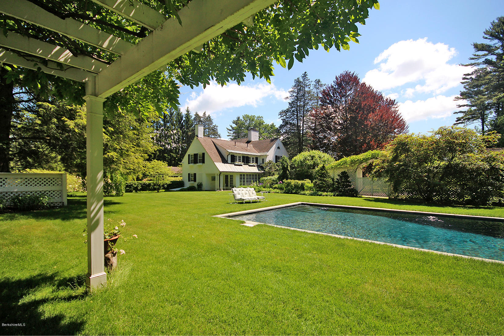 6 Glendale Road Stockbridge, MA 01229 - Photo 12 of 45 an aerial view of a house with swimming pool garden and patio