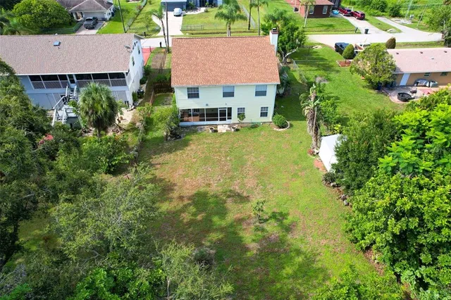 a view of a backyard with a plants