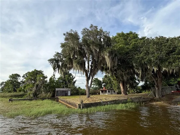 a view of a lake with trees