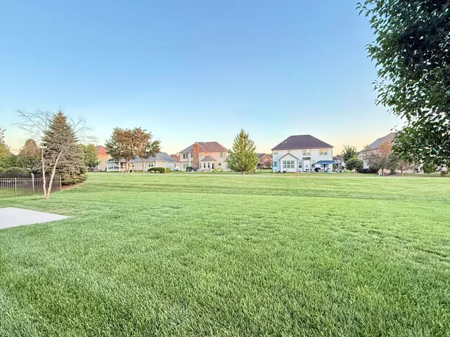 a view of a field with grass and trees