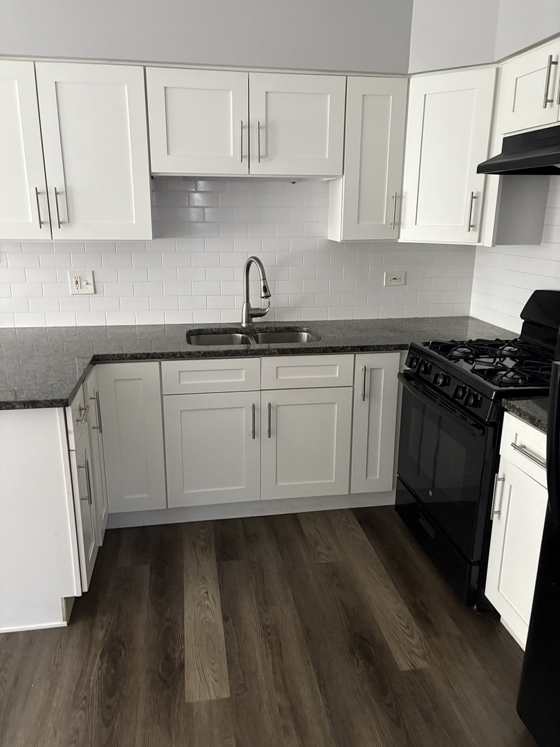 4521 Maple Avenue, Unit 2S Brookfield, IL 60513 - Photo 5 of 8 a kitchen with granite countertop white cabinets and a stove top oven