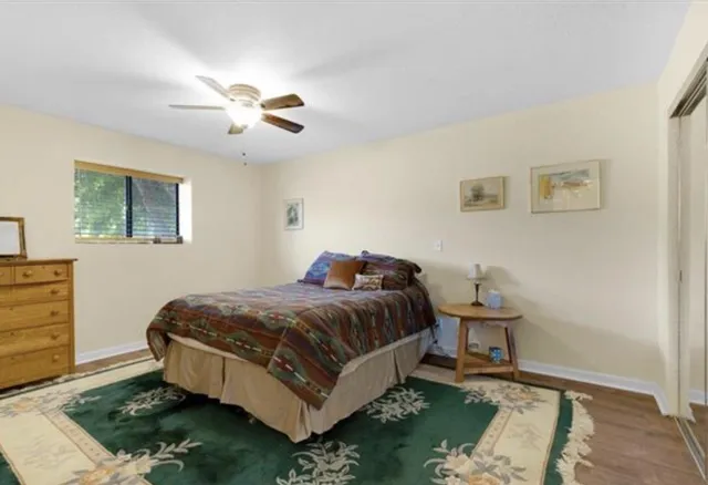 a black house with outdoor space