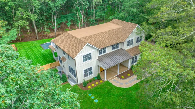 an aerial view of a house