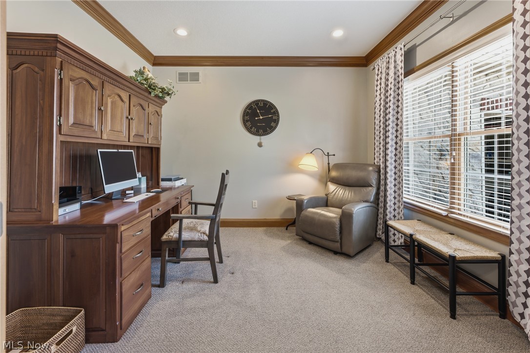 3955 Spring Brook Way Wooster, OH 44691 - Photo 5 of 50 Recessed lighting, crown molding, and carpeted flooring