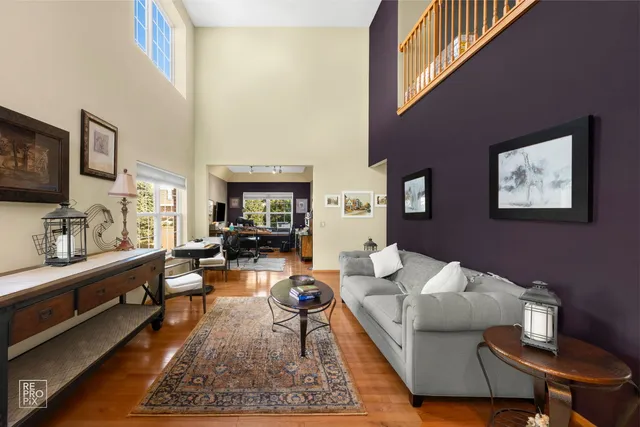 a living room with furniture and a rug