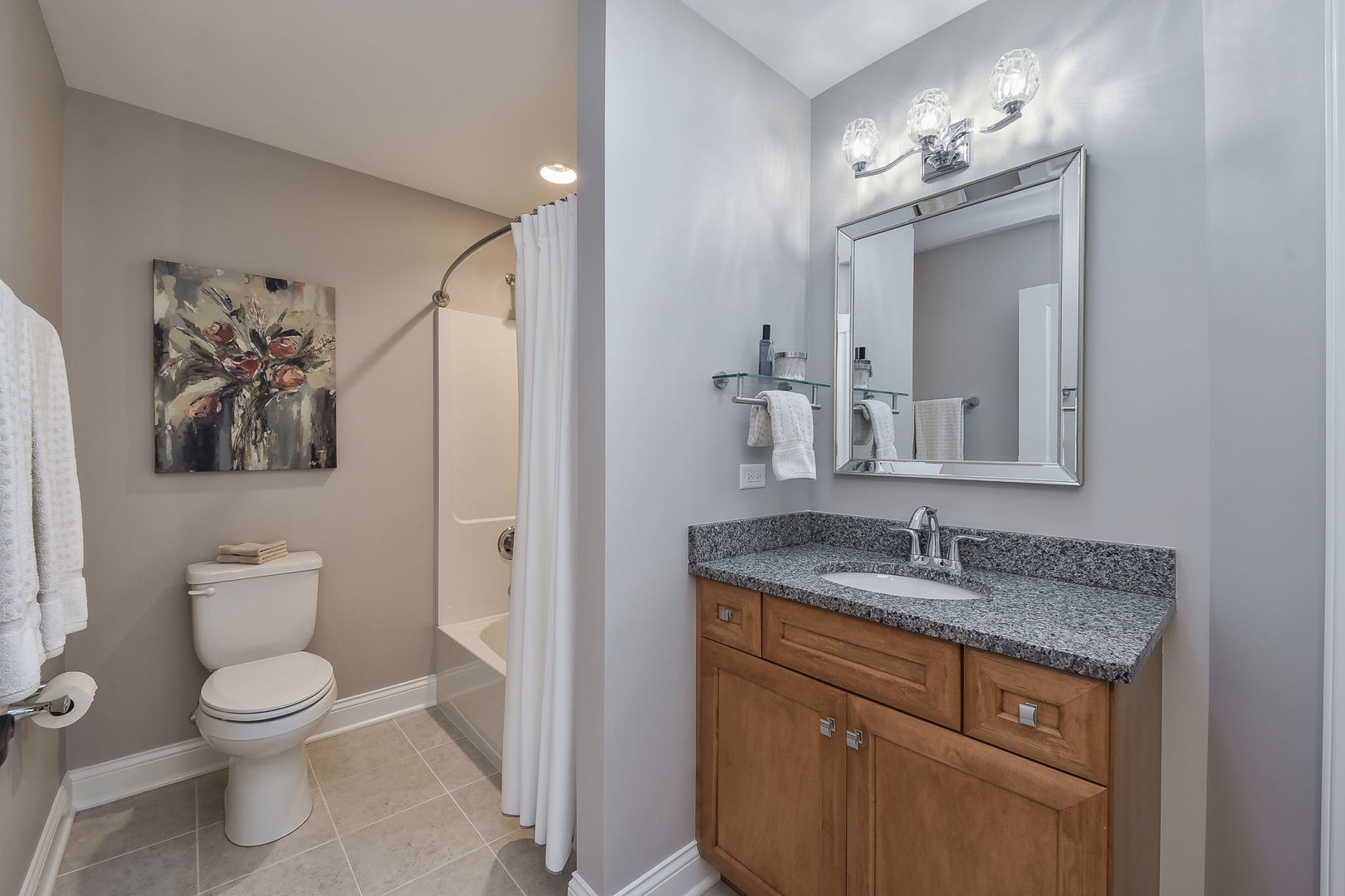 436 East Hillside Road Naperville, IL 60540 - Photo 32 of 59 a bathroom with a granite countertop sink toilet and mirror
