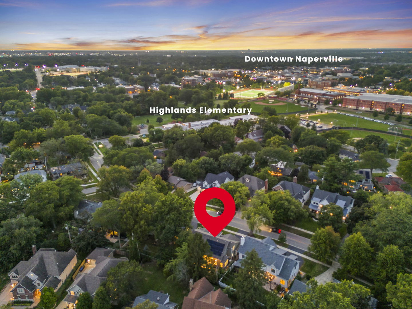 436 East Hillside Road Naperville, IL 60540 - Photo 7 of 59 an aerial view of residential house with swimming pool and green space