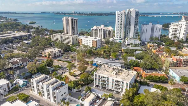 a view of a city with tall buildings