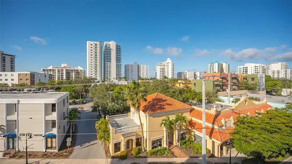 a view of city from balcony