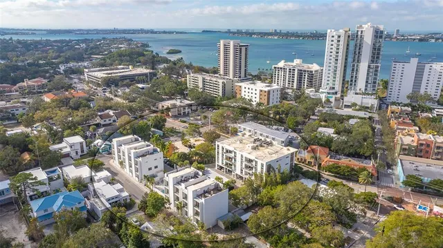 a view of a city with tall buildings