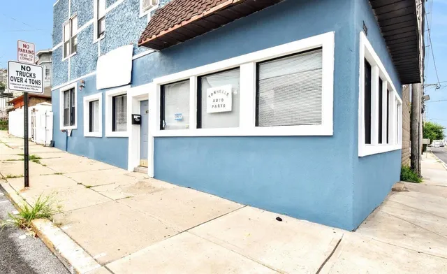 a view of a building from a balcony