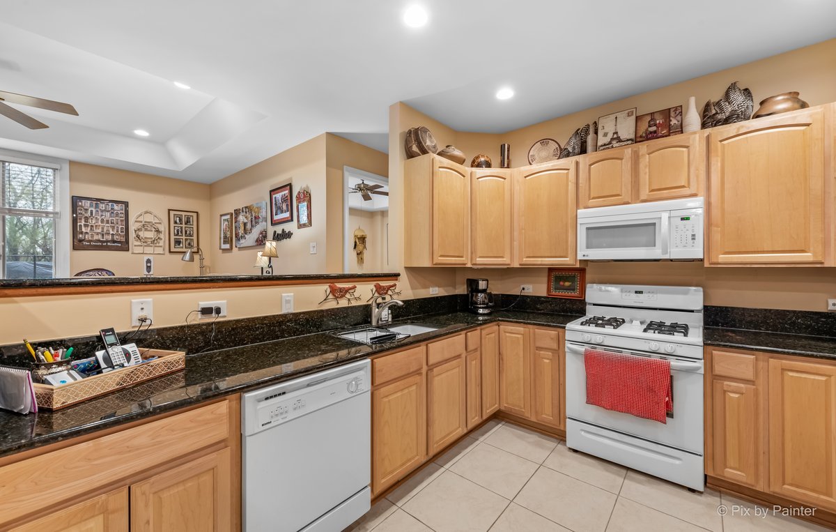 1 Renaissance Place, Unit GF7 Palatine, IL 60067 - Photo 5 of 28 a kitchen with stainless steel appliances granite countertop a sink and cabinets