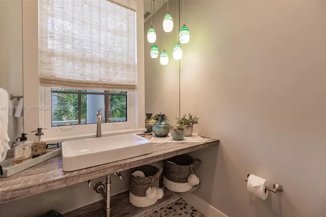 a view of a bathroom with a window