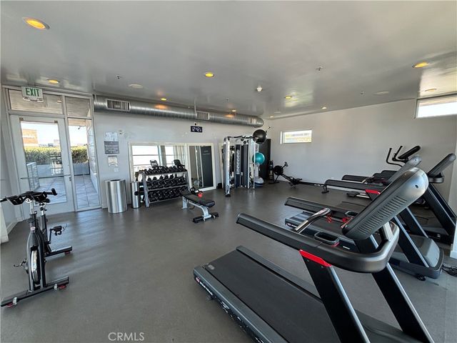 a room with gym equipment