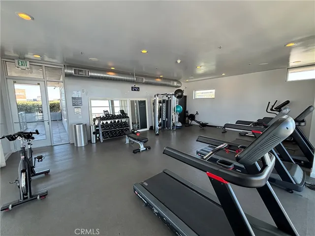 a room with gym equipment