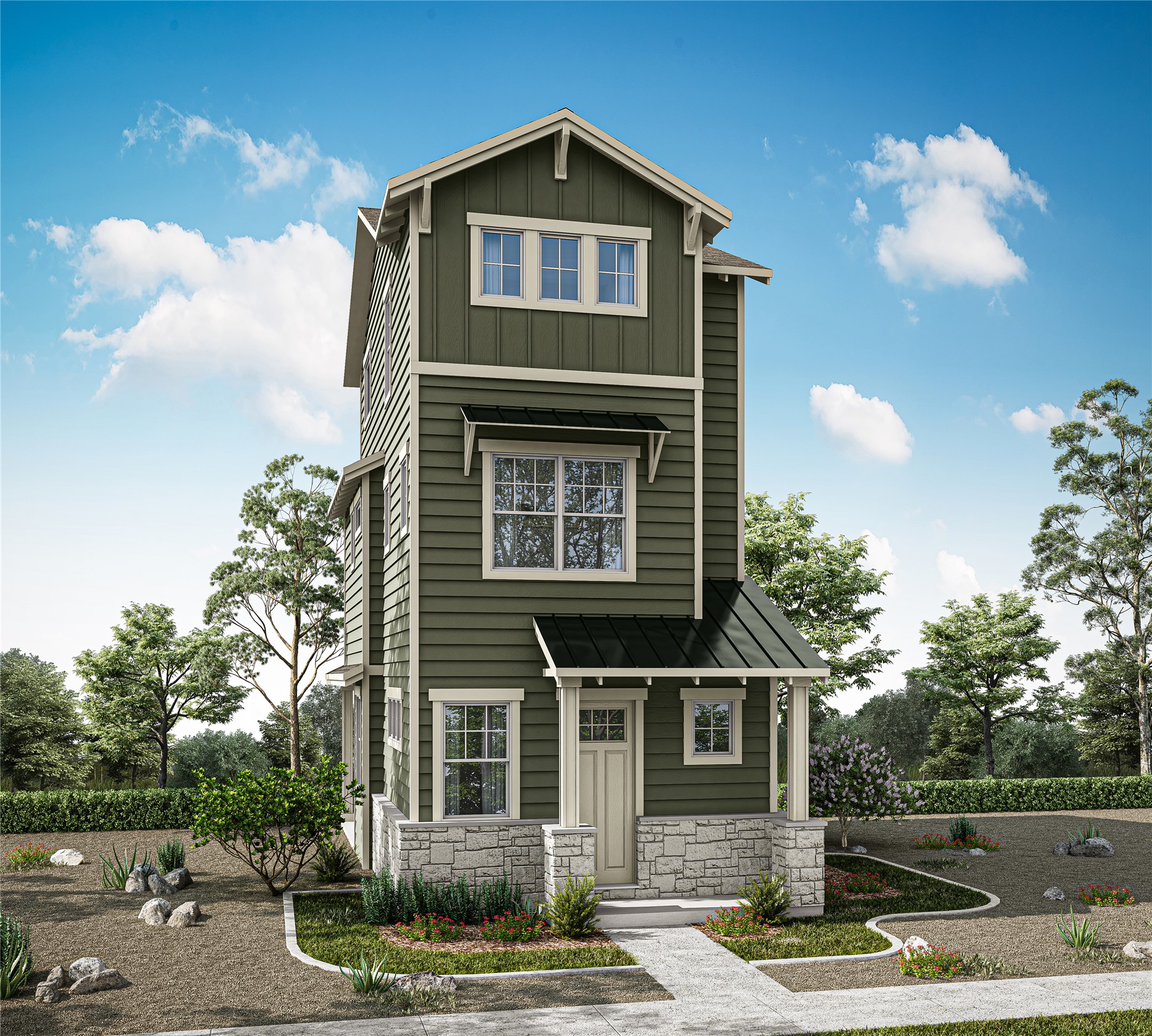 2414 Drew Lane, Unit 11 Austin, TX 78748 - Photo 2 of 10 Craftsman-style home with board and batten siding and stone siding