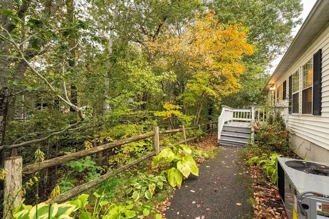 a view of a house with a yard and plants