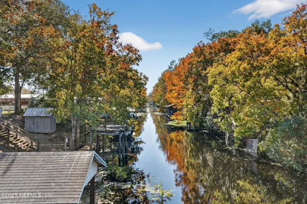 a view of a lake with houses