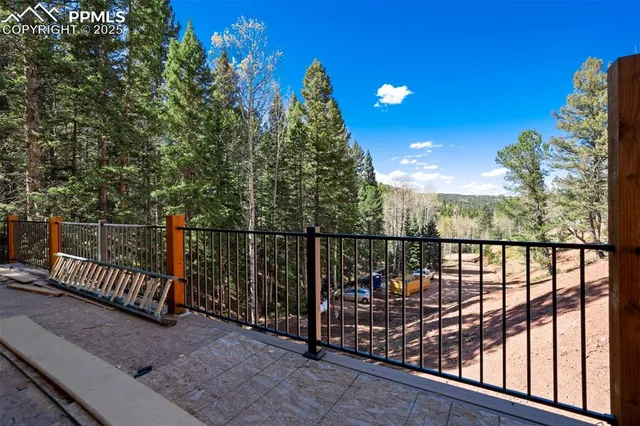 a view of a trees from a balcony