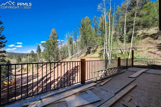 a view of a balcony with a swing