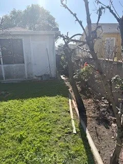 a view of a backyard of the house