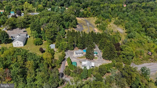 an outdoor space with lots of trees