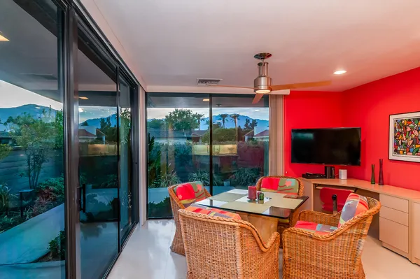 a outdoor living space with furniture