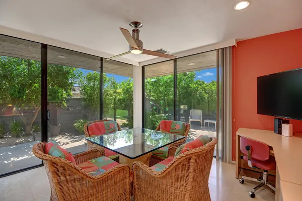 a outdoor space with furniture and garden view