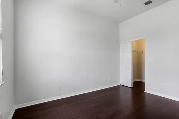 a view of a backyard with a small cabin