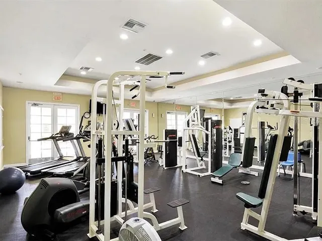 a view of a room with gym equipment