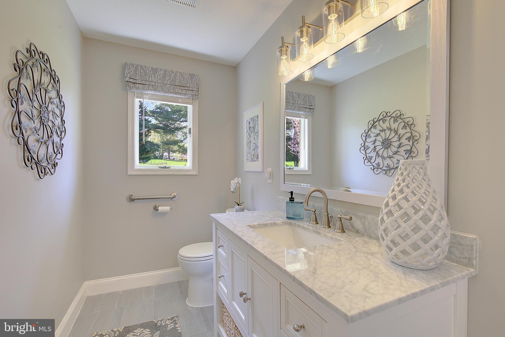 3050 Hickory Ridge Road Dunkirk, MD 20754 - Photo 27 of 78 a bathroom with a granite countertop sink a toilet and a mirror