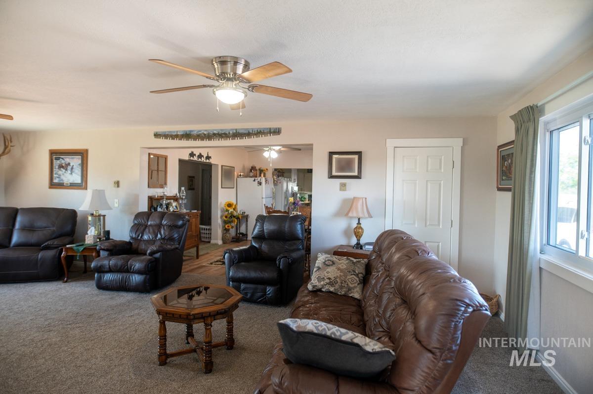 733 Pringle Road Weiser, ID 83672 - Photo 11 of 46 Living area with carpet and ceiling fan