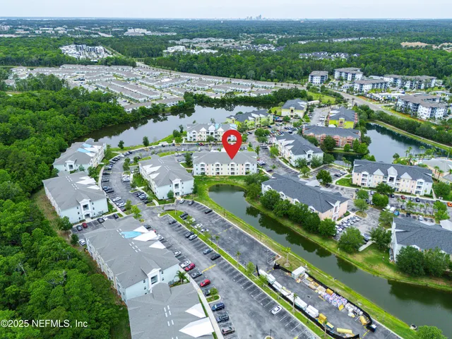 an aerial view of a house