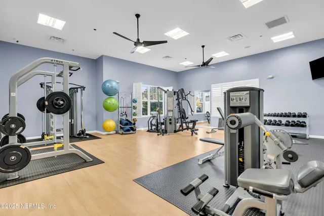 a view of a room with gym equipment