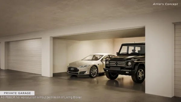 a view of a car in garage