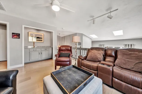 a living room with furniture