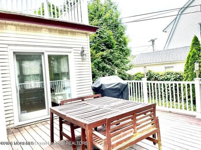 a view of a patio on the deck