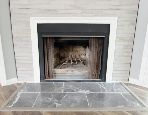 a view of a fireplace