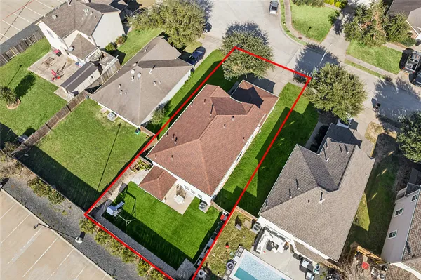 an aerial view of a house