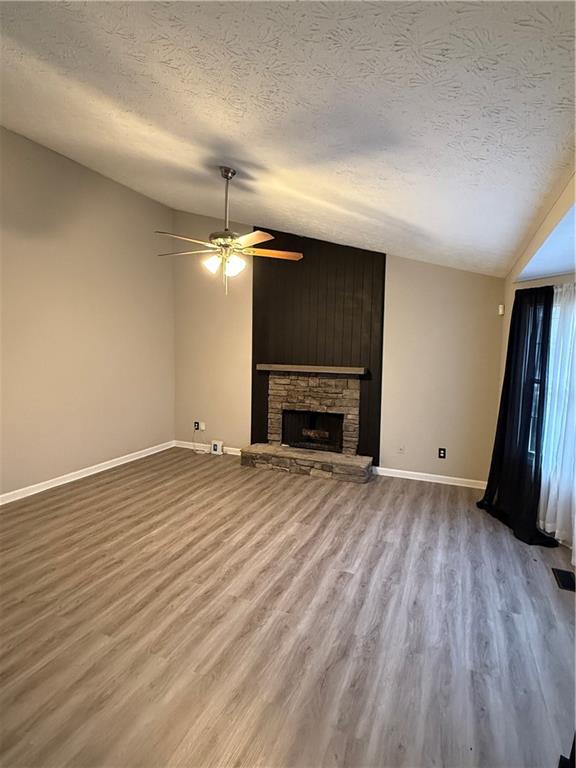 607 Senator Road Douglasville, GA 30134 - Photo 3 of 16 an empty room with a fireplace and wooden floor