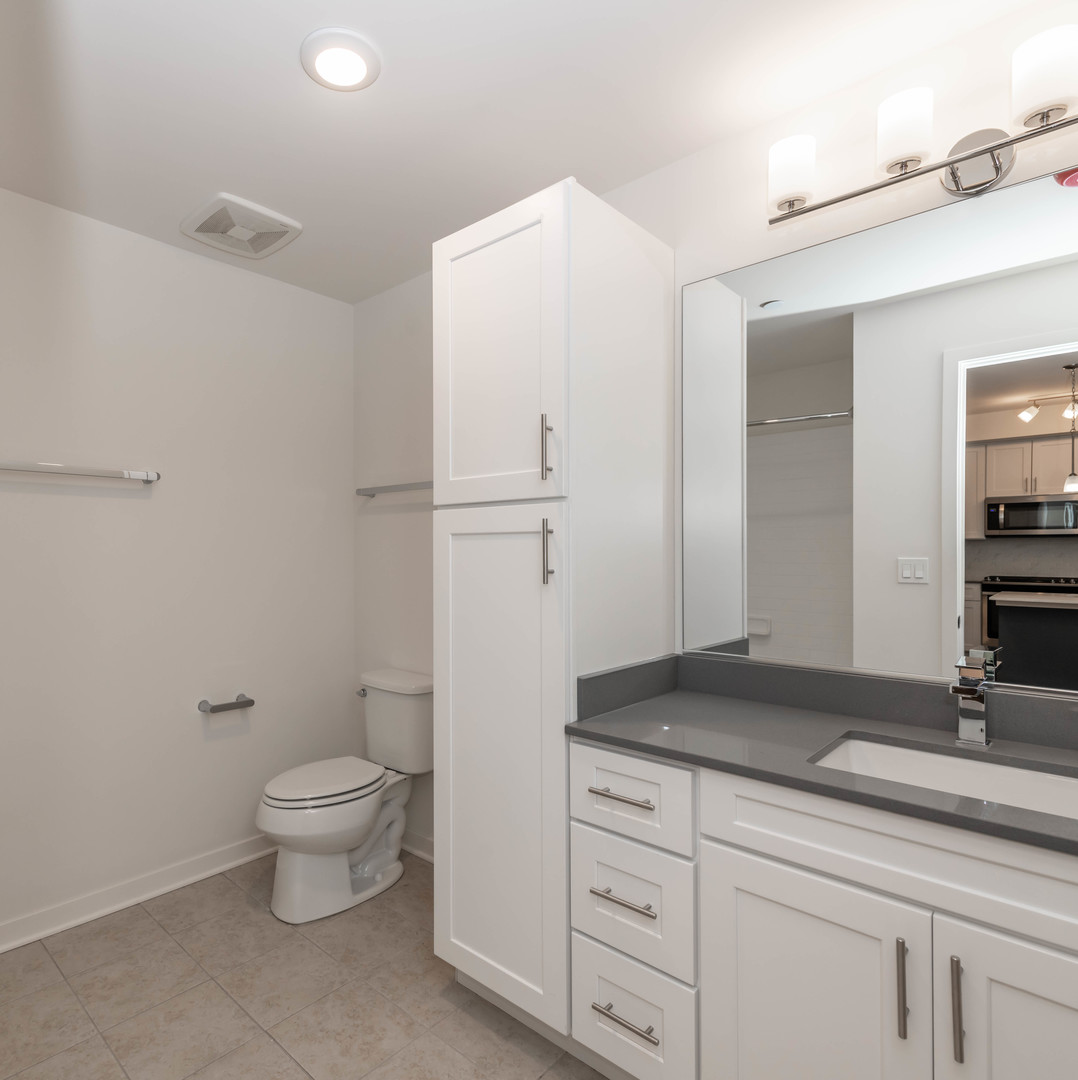 21599 West Field Court, Unit 1213 Deer Park, IL 60010 - Photo 5 of 14 a spacious bathroom with a granite countertop sink a toilet and a mirror